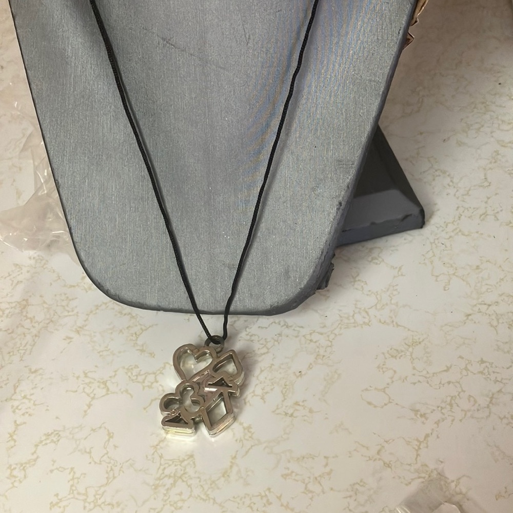 Silver poker player abstract Pendant Necklace